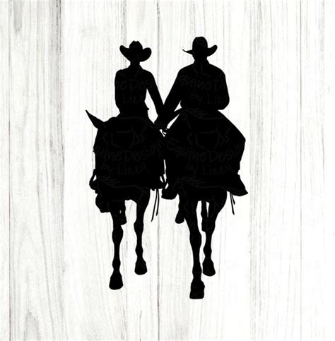 Cowboy and Cowgirl Silhouette Western Couple SVG Horseback - Etsy