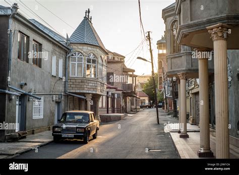 One of the streets in Red Town, Quba district, Azerbaijan. The town is ...