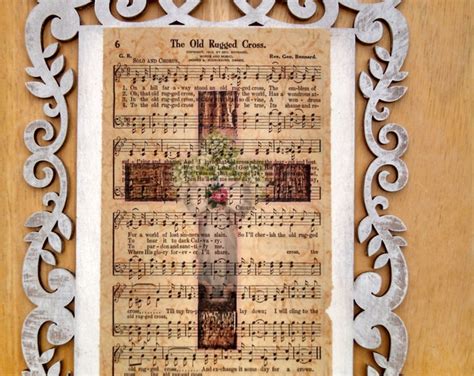 Old Hymn Sheet Music Collage, Wood Plaque, Shabby Chic, Wall Art, White, Cross, Vintage - Etsy