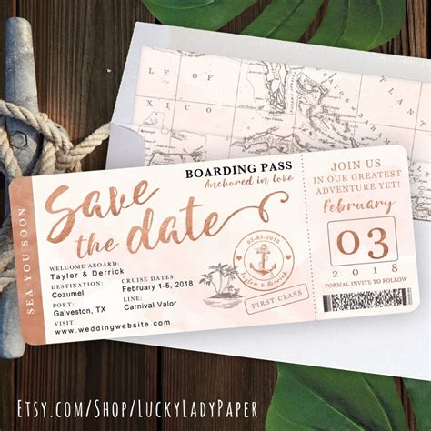 Destination Wedding Boarding Pass Save the Date Invitation in - Etsy | Cruise wedding ...