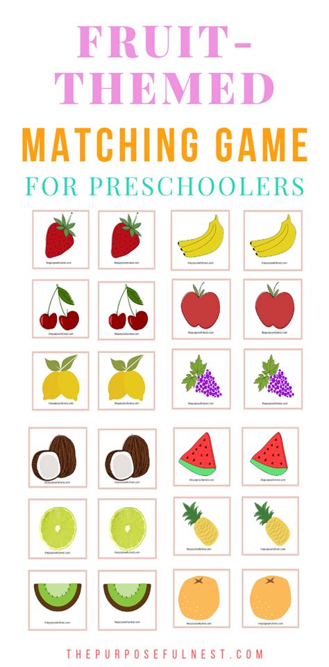 Free Printable Fruit Matching Game for Preschoolers | Games for ...