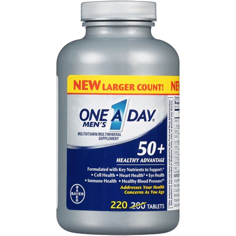 One A Day® Men's 50+ Healthy Advantage Multivitamin/Multimineral Supplement Tablets 220 ct ...