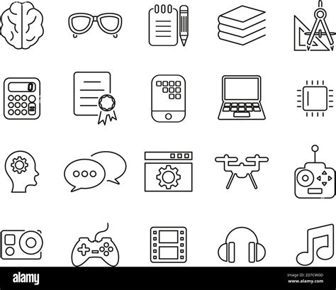 Geek Culture Icons Black & White Thin Line Set Big Stock Vector Image & Art - Alamy