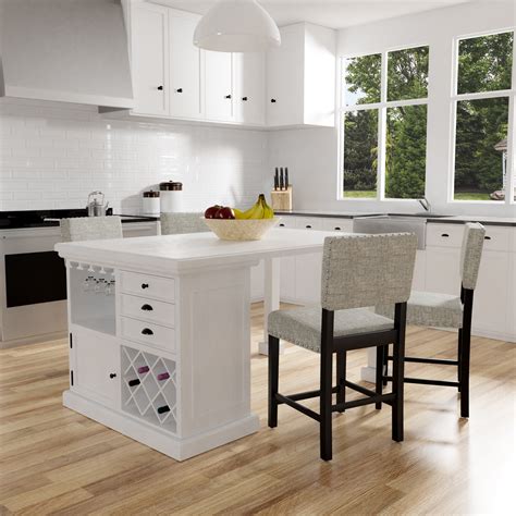 Awesome Modern Kitchen With Island And Dining Table wallpaper