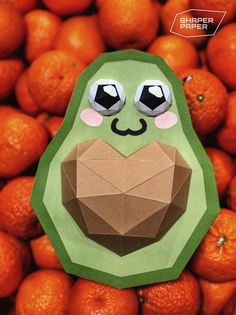 Papercraft 3D AVOCADO FRUIT template low poly paper | Etsy