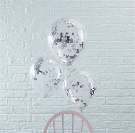 Silver Confetti Filled Balloons by Favour Lane