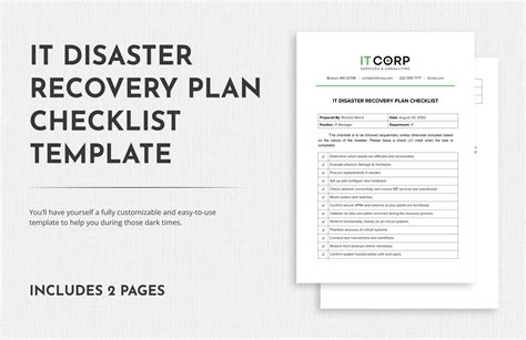 IT Disaster Recovery Plan Checklist Template in Word, PDF, Google Docs ...