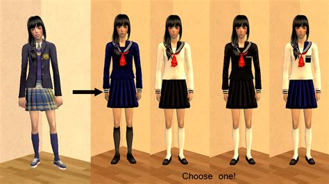 Mod The Sims - Japanese School Uniform Defaults + Custom Versions!