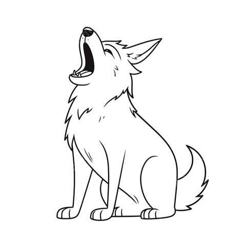 Wolf Howling Wolf Howling Cartoon Isolated On White Coloring Pages ...