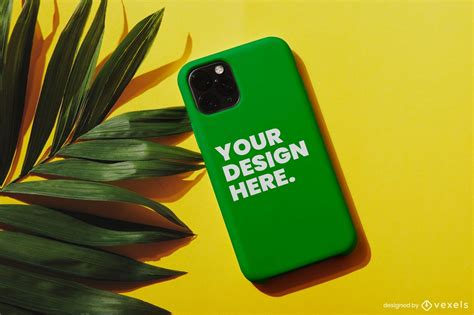 Phone Case Palm Mockup Composition Vector Download