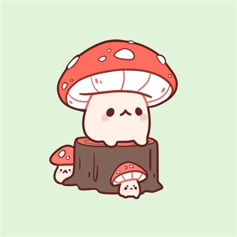 Art Print Mushroom on a Log 8x8 Matte Art Print Cute Kawaii - Etsy UK