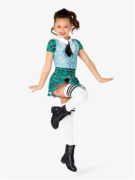 Girls Performance Plaid and Sequin School Uniform Costume Set | Gracie GRA183C | DiscountDance.com