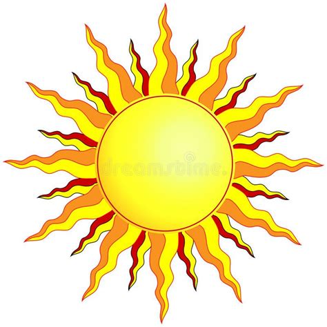 Sun. Illustration of the sun with wavy pointed sunrays of yellow ...