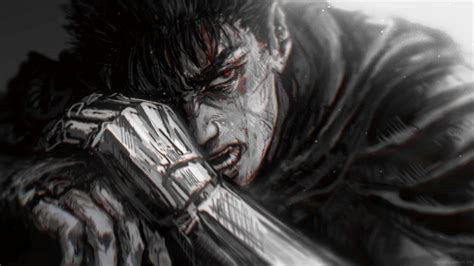 Guts Monochrome Berserk Live Wallpaper - MoeWalls