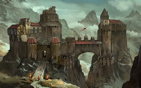 Castle, art, fantasy, medieval, bridge, digital, HD wallpaper | Peakpx