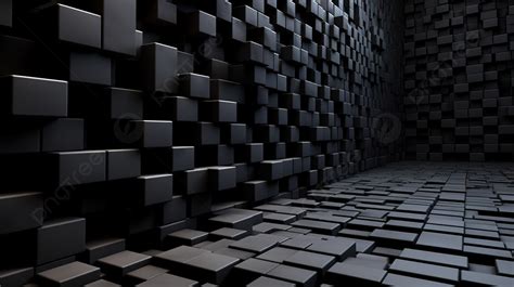 An Abstract Black Room With A Black Floor And Cube Walls In It ...