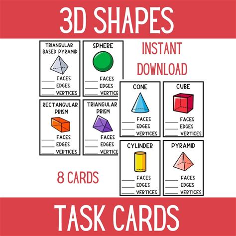 3D Shapes Flashcards Shapes Flash Cards Task Cards - Etsy