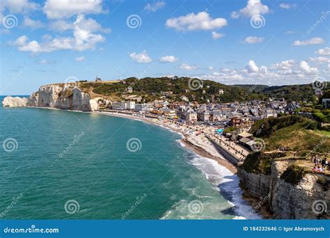 An Aerial View of Etretat, France Editorial Photo - Image of hill ...