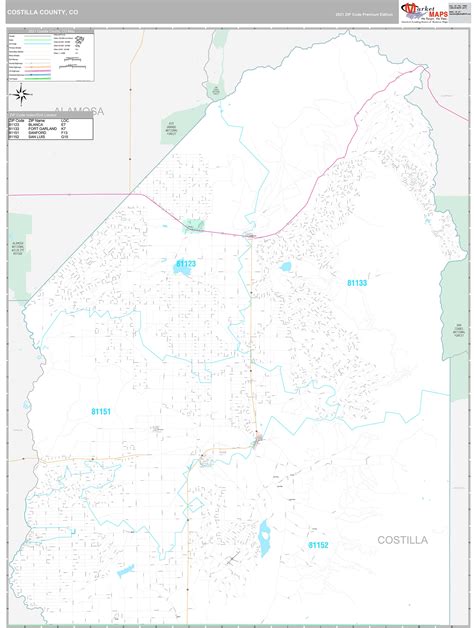 Costilla County, CO Wall Map Premium Style by MarketMAPS