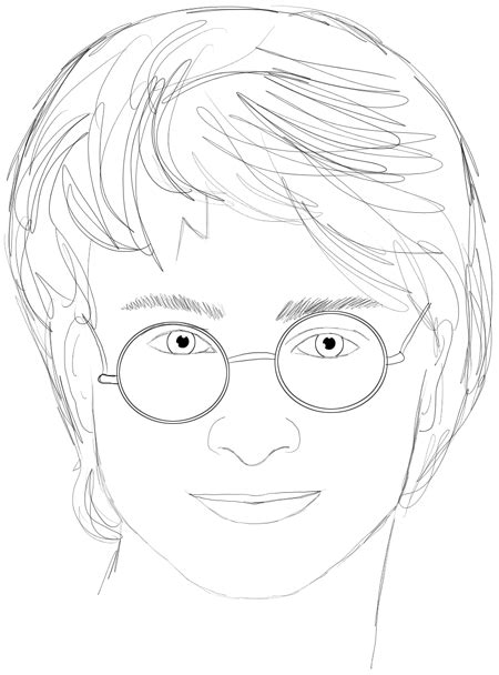 How to Draw Harry Potter Step by Step Drawing Lesson : Daniel Radcliffe – How to Draw Step by ...