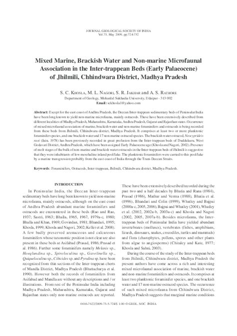 (PDF) Mixed Marine, Brackish Water and Non-marine Microfaunal Association in the Inter-trappean ...