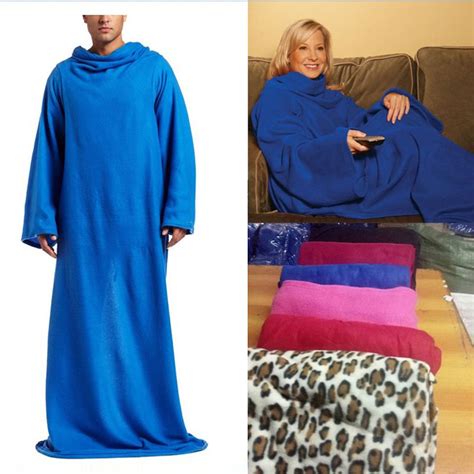 Lazy Soft Warm Fleece Blanket Robe Cloak With Cozy Sleeves Wearable Sleeve Blanket Sleeping ...