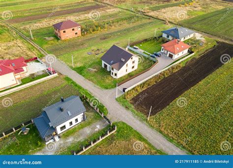 Aerial View of Home Roofs in Residential Rural Neighborhood Area Stock ...