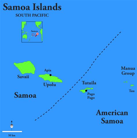 American Samoa South Pacific Map