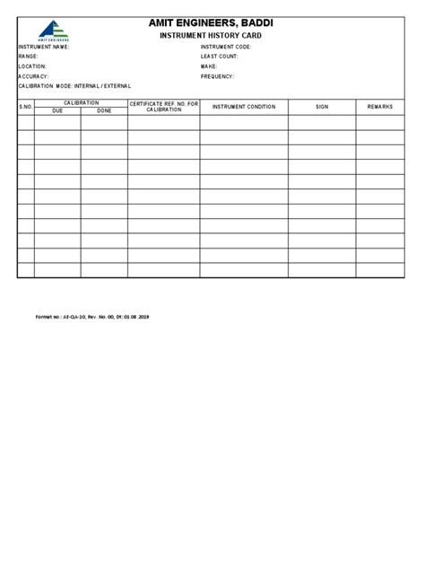 AE-QA-10 - Instrument History Card | PDF