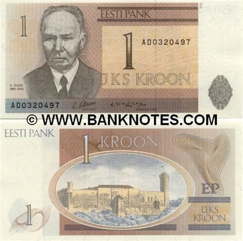 Estonia 1 Kroon 1992 - Estonian Currency Bank Notes, Paper Money, Banknotes, Banknote, Bank ...