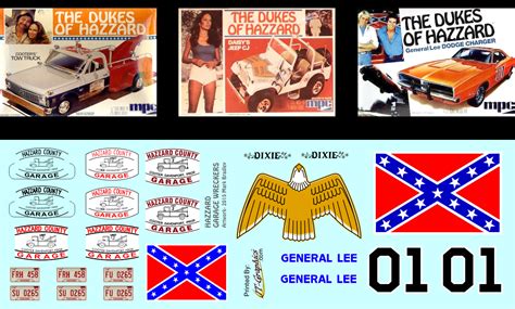 GENERAL Lee 1:24 1:25 scale water slide decals white backing Dukes of ...