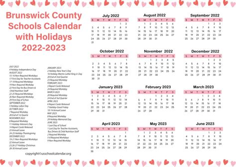 [BCS] Brunswick County Schools Calendar Holidays 2023-2024