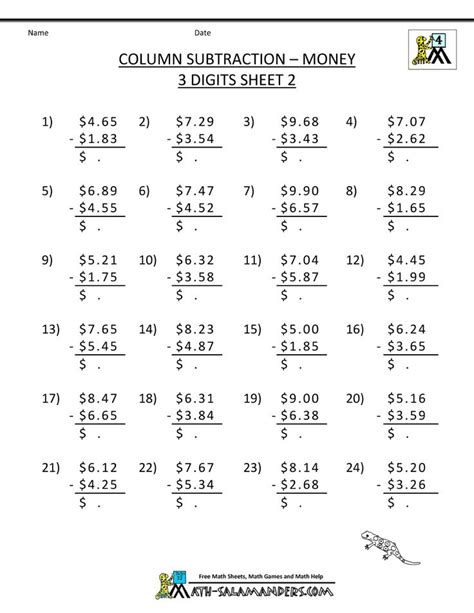 4th Grade Subtraction Worksheets | Math worksheets, Subtraction ...