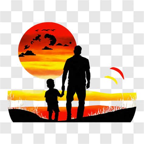 Download Beautiful Sunset Silhouette of People Holding Hands PNG Online ...