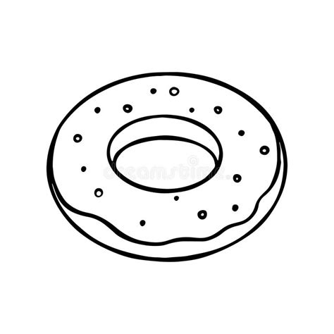 Vector Donut in a Doodle Style. Line Art, Sketch Dessert Stock Vector - Illustration of berry ...