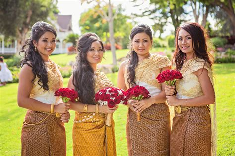 Khmer wedding bride with bridesmaid | Khmer wedding, Wedding bride ...