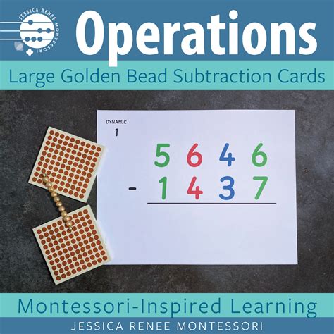 Montessori Math 4-Digit Golden Bead Subtraction with Large Cards | Made ...