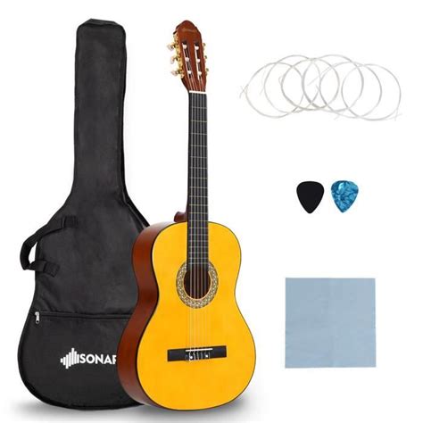 COSTWAY Guitare Classique 39'' Instrument de Musique Educatif avec 6 Cordes Sangle Médiator en ...