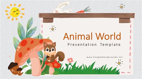 Animal World Powerpoint Templates - Animals & Wildlife, Border & Frames, Green - Free PPT ...