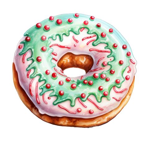 Watercolor Christmas Donut, Cute Donut, Pastel Watercolor Donut ...
