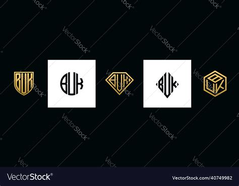 Initial letters buk logo designs bundle Royalty Free Vector