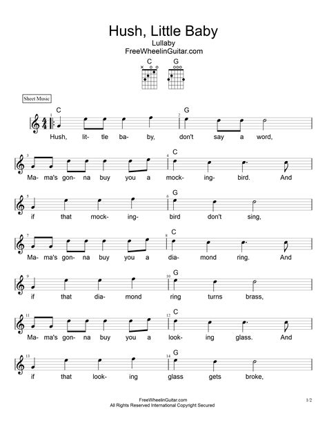 Hush, Little Baby - Sheet Music | FreeWheelinGuitar.com