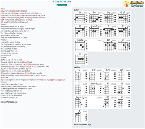 Chord: A Day In The Life - tab, song lyric, sheet, guitar, ukulele | chords.vip