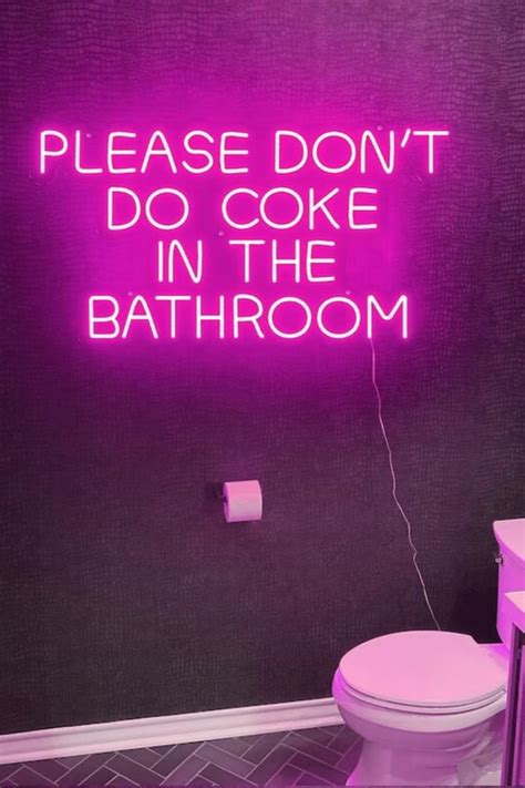 A neon sign put on the bathroom wall Custom Neon Signs, Led Neon Signs, Lighted Signs, Funny ...