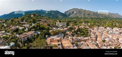 Aerial view of Pollenca, Mallorca, Spain Stock Photo - Alamy