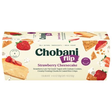 Chobani® Flip® Strawberry Cheesecake™ Low Fat Greek Yogurt Cups, 4 ct / 4.5 oz - King Soopers