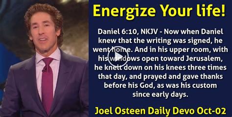 Joel Osteen (October-02-2022) Daily Devotional: Energize Your life!