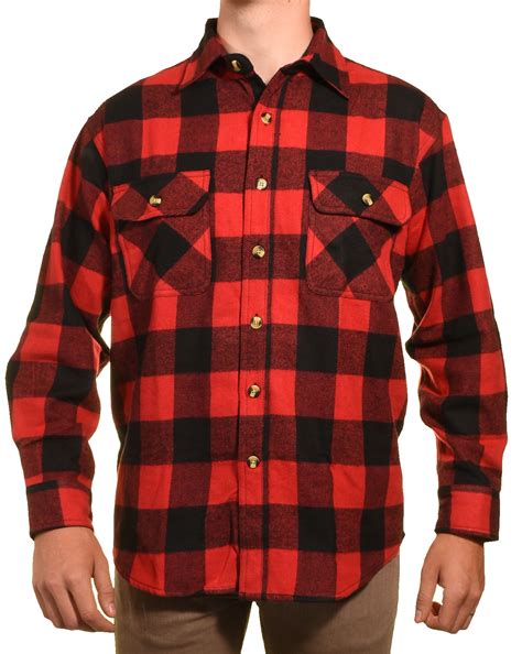 Mens Heavy Duty Flannel Shirt (Red Plaid, X-Large) - Walmart.com