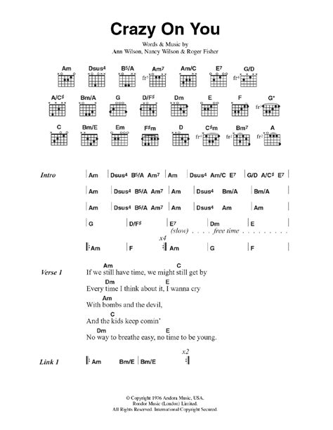 Crazy On You by Heart - Guitar Chords/Lyrics - Guitar Instructor