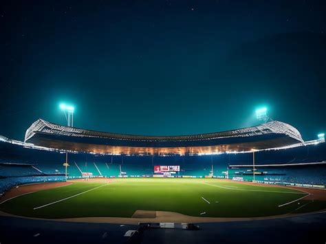 Premium Photo | Cricket stadium at night Background